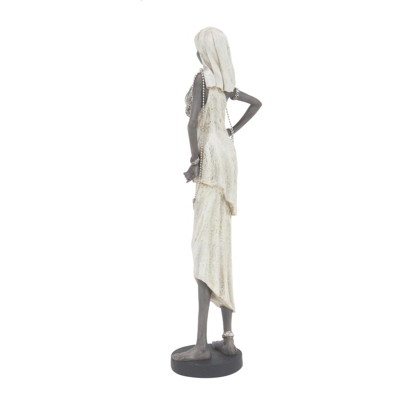 Deco 79 Polystone Woman Handmade Decorative Sculpture Standing African Home