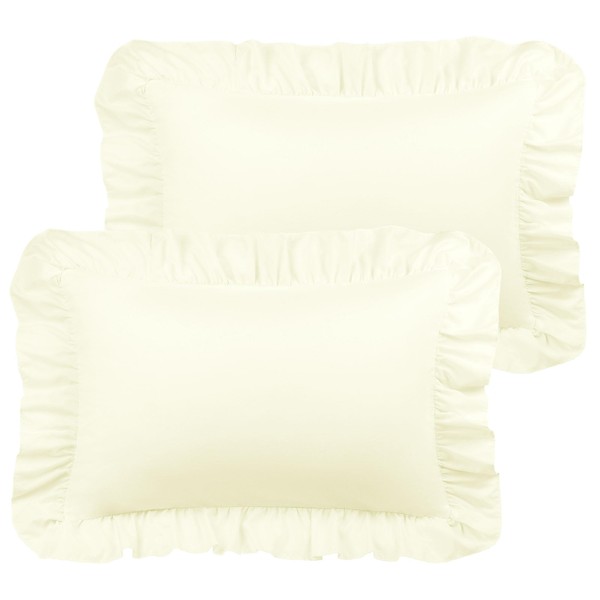 PiccoCasa Ruffled Pillow Shams Set of 2, Soft Breathable Pillow