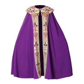 COSDREAMER Unisex Church Catholic Vestments Cope Priest Celebrant Chasuble Mass Vestments Robe Cape (Purple, M)
