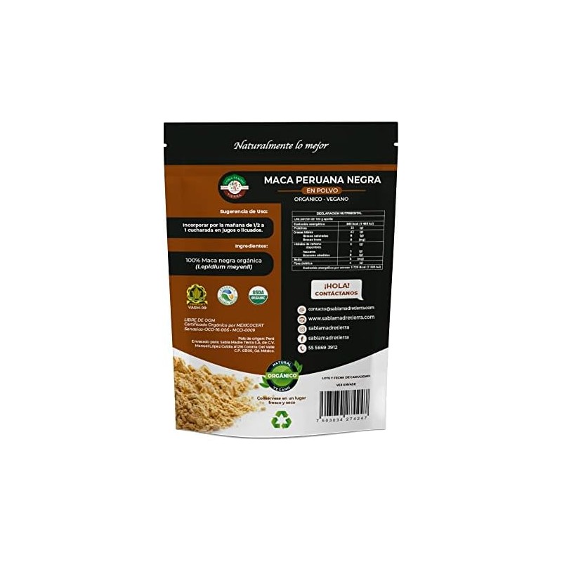 SABIA MADRE TIERRA - Maca Peruana Negra 500g - ORGANICA