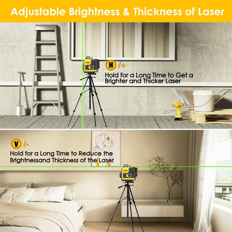 Laser Level, FELLAT 4x360°4D 16 Lines Laser for Construction, Two
