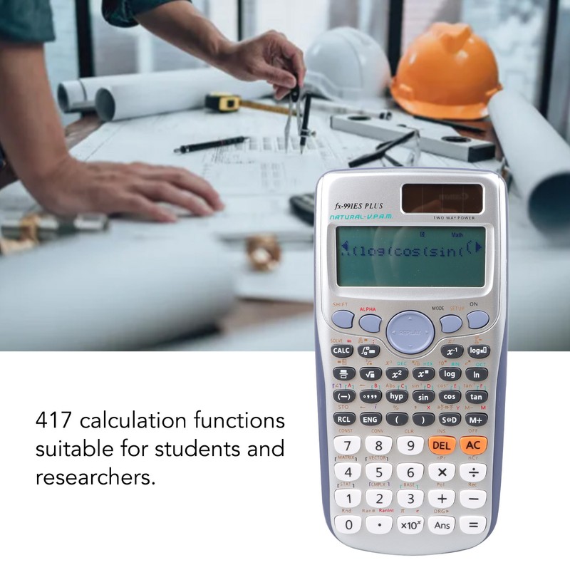 Scientific Calculator Large Display 417 Functions Battery Power Sliding Cove