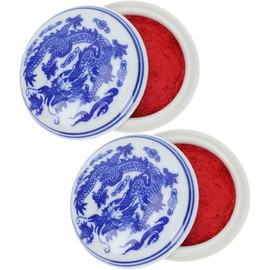 Tofficu Ink Paste Chinese Red Ink Pad Zhusha Ink Stamps Chinese Painting Ink Pad Chinese Yinni Pad Red Seal Ink Pad for Scrapbooking Painting Seal Stone 2pcs