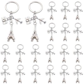 iMagitek 25 Pack Eiffel Tower Keychains Travel Adventure Airplane Camera Keyrings French Souvenirs Retro Adornment Gift for Friends Family