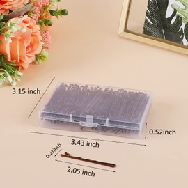 Laicky Bobby Pins, 200Count Brown Hair Pins Hairpins with Box for Women Lady Girls Kids Hair Pin Invisible Wave Hairgrip Barrette Hairclip Bulk Hair Accessories (Brown,2.2 Inch)