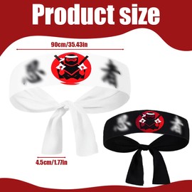 YAPKOLV Pack of 4 Ninja Headbands, Party Accessories, Children's Birthday Decoration & Party Favours (2 Black + 2 White)