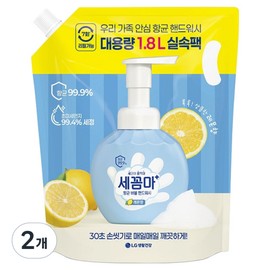 Stop bacteria, antibacterial bubble hand wash, lemon scent, 1.8L, 2 pcs / 세균아꼼짝마 항균 버블 핸드워시 레몬향, 1.8L, 2개