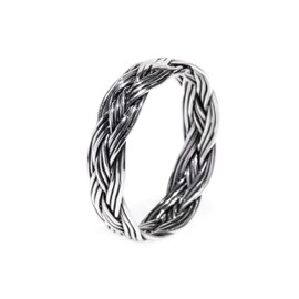 ZÄERA Braided Viking Ring, 5 mm, Vintage Braid Pattern, Bohemian Midi Ring, Hand Forged, 925 Sterling Silver, Sterling Silver, No Gemstone