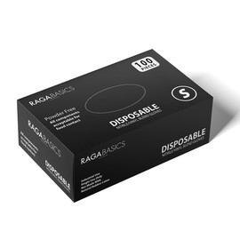 Raganet | 100 Guantes de Nitrilo Vinil de Alta Calidad Color Negro, Sin Látex, Sin Polvo, Diseño Ambidiestro, Ajuste Perfecto, Desechables y Resistentes Talla Mediana