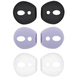 BLLQ Fit in Case AirPod Eartips Covers Anti-Slip Earuds Cover Silicone Compatible with AirPods 2 & AirPods 1 or EarPods 【 Fit in The Charging Case 】 3 Pairs White/Gray/Black WGB