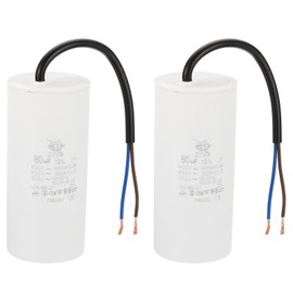 PATIKIL CBB60 80uf Running Capacitor,2Pcs AC 450V 2 Wires 50/60Hz Cylinder 120x54mm for Water Pumps, Washing Machines Motor Start