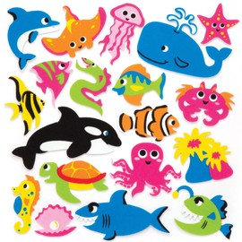 Baker Ross AW381 Sealife Foam Stickers (Pack of 120), Assorted