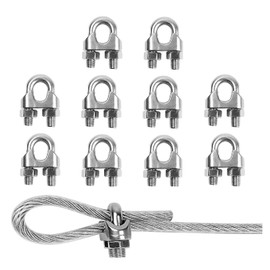 TERF® 10 Pcs Wire Rope Cable Clip Clamps M5 for Ø 5mm (3/16") Wire Rope Cable Grip Galvanized Steel U Bolt Saddle Fastener for Rigging Rope and tension cable Garden Tension Wire Ropes