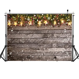 WOLADA 8x6ft Christmas Backdrop Wooden Snowflake Gold Glitter Photo Backdrop Baby and Parents Portrait Home and Friends Xmas Party Decor Studio Prop 11761