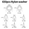 650 Pcs Nylon Washers, White Flat Plastic Spacers Washers, Assorted