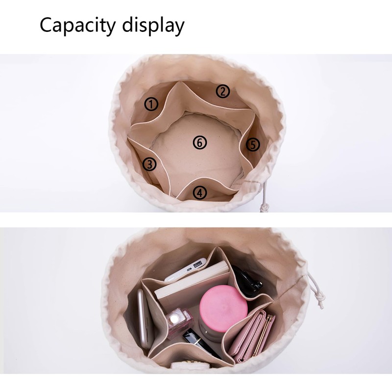 YONBEN Tall Purse Organizer Insert Womens Canvas Round Handbag Organizer