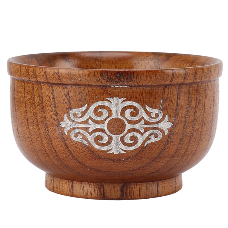 Wooden Rice Bowl Jujube Wood Anti Scald Exquisite Elegant Round