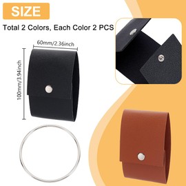 AHANDMAKER Pack of 4 2 Colours Leather Towel Ring Holder Wall Mounted Towel Hooks Made of Leather with Loop Oven Door Hanger for Bathroom Entrance Kitchen Bedroom Scarf