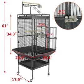 Segawe 61" Large Bird Cage Play Top Parrot Chinchilla Finch Flight Cage w/Rolling Stand