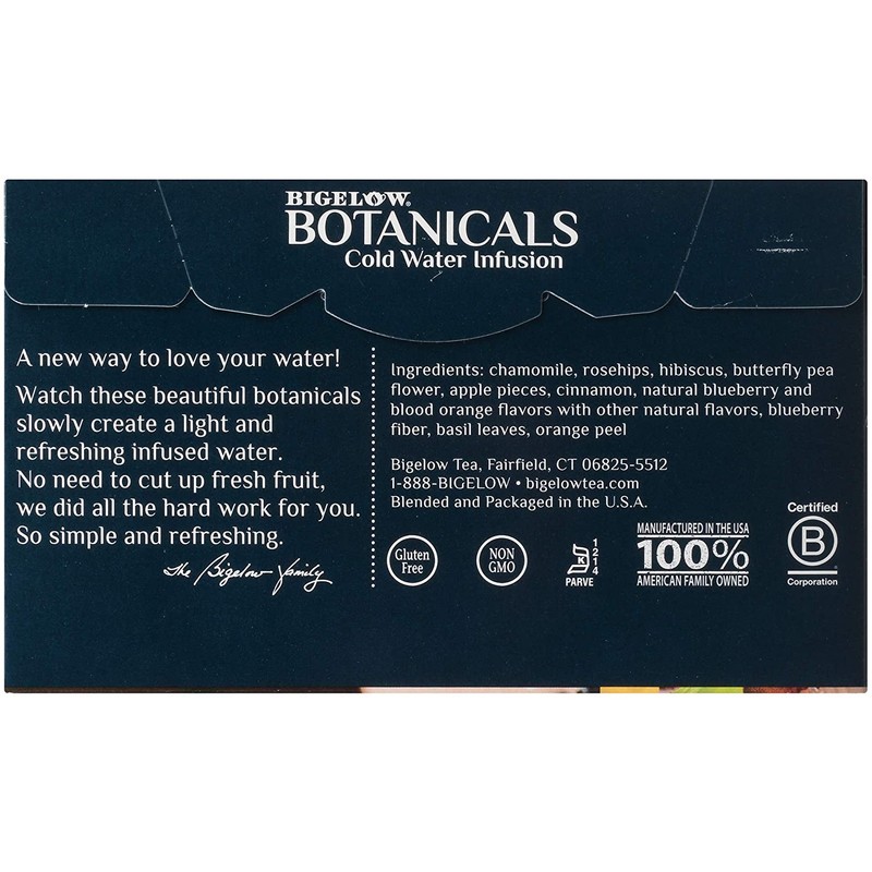 Bigelow Botanicals Cold Water Infusion Blueberry Citrus Basil Tea Bags