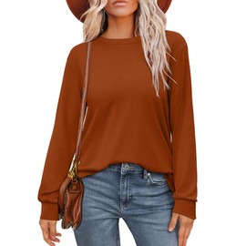 WIHOLL Womens Oversized Tshirts Shirts Fall Clothes 2025 Fashion Long Sleeve Crewneck School Teacher Tunic Tops Thanksgiving Camarel XL