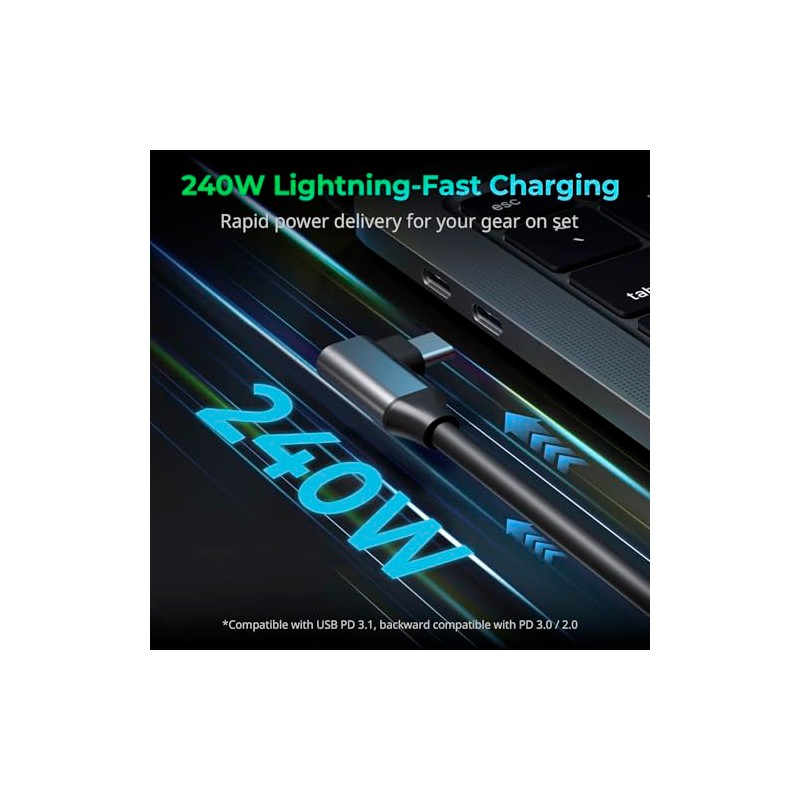 SMALLRIG Cable USB-C USB4 de 40 Gbps, carga rápida de