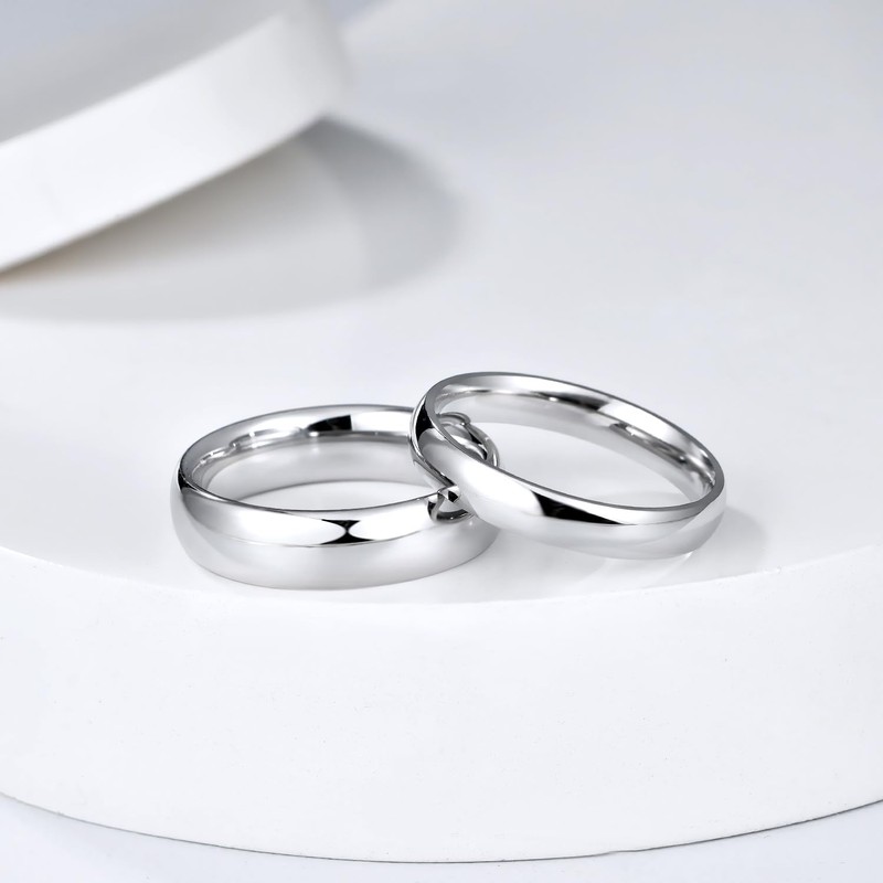 KAMASATO 4mm Stainless Steel Rings women men High Polished Dome