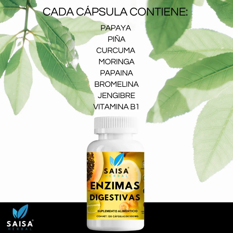 Enzimas Digestivas 120 Cápsulas Mezcla ideal | Suplemento Premium para