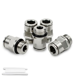 Bwintech 5 Pcs 8mm Tubing OD x 1/4" BSP Male Thread with O-Ring Straight Nickel-Plated Brass Push to Connect Pneumatic Push Lock Fitting