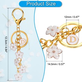PATIKIL Initial Letter Flower Schlüsselanhänger, Alphabet D Emaille Charme Blumen Schlüsselring Schlüsselhalter Tasche Handtasche Geldbörse Zubehör für Geburtstage, Valentinstag, Weiß
