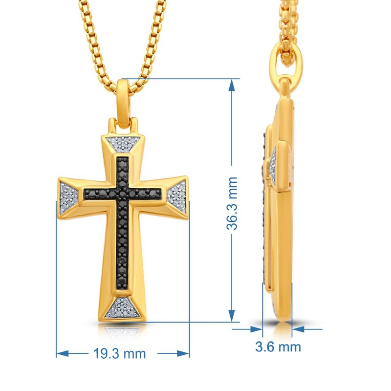 Jewelili Yellow Gold over Sterling Silver and Sterling Silver 1/5