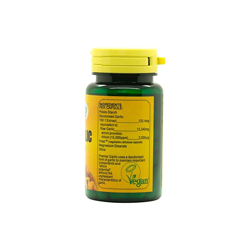 Veganicity Premier Garlic 500mg Digestive Health Supplement - 60 Capsules