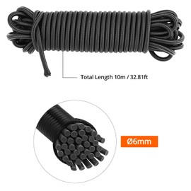 QWORK® Elastic Bungee Cord 6mm x 10m - Multicore Elastic Shock Rope, UV Resistant & Waterproof