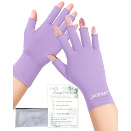 jozidea Petite Hands UV Gloves for Gel Manicures, UPF50+ UV Protection Gloves, Fingerless Design for Nails Protect Hands Anti Sun and UVA UVB Light (Lavender Purple-Small Size)
