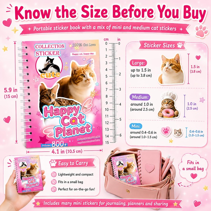 Cat Sticker Book with 800+ Cat Meme Stickers, 30 Pages