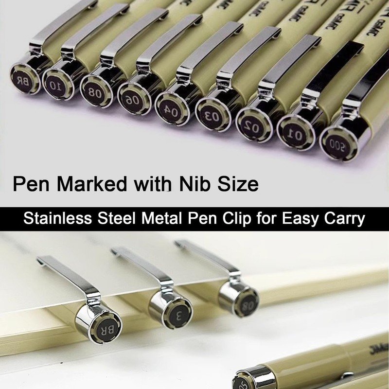 MOLHEM 12 Pcs Fineliner Pens, Micron Pens, Black Drawing Pens