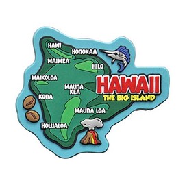 Hawaii Rubber Magnet Big Island Map 3½"W x 3" H x ¼D