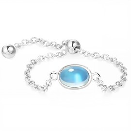 JAWUZ Anello Donna Argento 925 Regolabile Pietra di Luna CZ Celtico Vintage Oval Rotondo Gioielli Ragazza Regalo Elegant