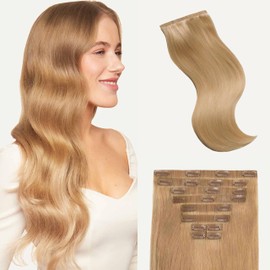 Luxy Hair 12" Dirty Blonde Seamless Clip-In Hair Extensions (50 grams) 100% Remy Human Hair, Natural, Discreet, 10-Piece Set, Blends Easily