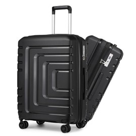 Somago Expandable Carry On Luggage Airline Approved 20" Lightweight Polypropylene Spinner Hardside Suitcase with YKK Zippers TSA Lock 40~46L (Black)