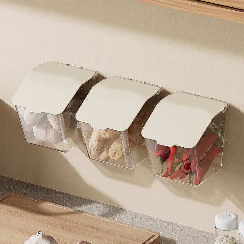 4PCS Kitchen Storage Box Wall Mount Plastic Food Container with