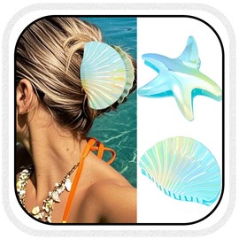 Gortin Starfish Claw Clips Acrylic Seashell Hair Clip Large Hair Claw Claw Clips Hair Accessories for Women (Blue, Free size)