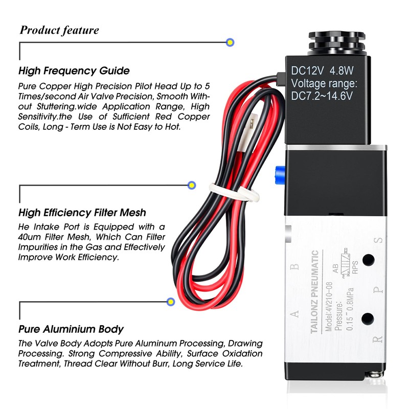TAILONZ PNEUMATIC 1/4 Inch BSP Solenoid Valve 12 V Single
