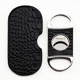 Brizard & Co Double Guillotine Series II Leather Inlaid Cigar Cutter (Croco Black)