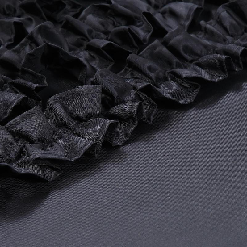 MVSUTA Ruffled Black Modern Polyester Fabric Cloth Bath Shower Curtain,Solid