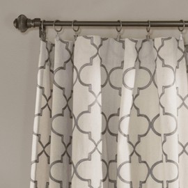 Lush Decor, Gray Geo Trellis Curtains Room Darkening Window Panel Drapes Set for Living, Dining, Bedroom (Pair), 84” x 54