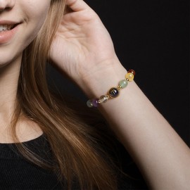 Zodiac Bracelets for Women Spirit Bracelet 12 Constellations Crystal Healing Stone Beads Bracelet with Charm Birthday Jewelry Gifts for Women