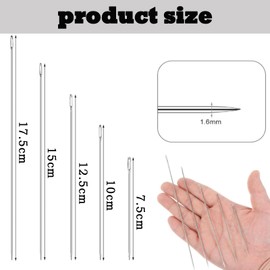 Pack of 20 long darning needles, sewing needles, embroidery needles, with large eye, needle, long professional extra upholstery needle, easy to thread, mattress needle, large for sewing leather, for
