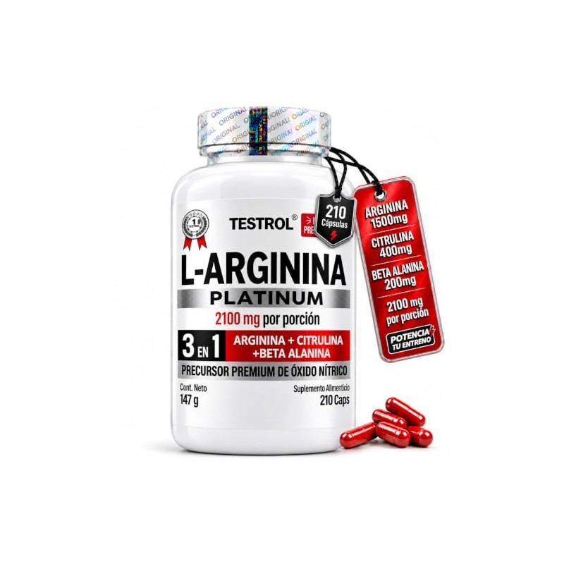 Arginina Platinum 2100mg Por Porción Citrulina Beta Alanina Pre Workout