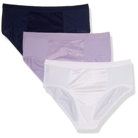 Warner's Women's Blissful Benefits Tummy-Smoothing Comfort Microfiber Hipster 3-Pack RU5023W, Lavender Macaron/White/Navy Ink, XL